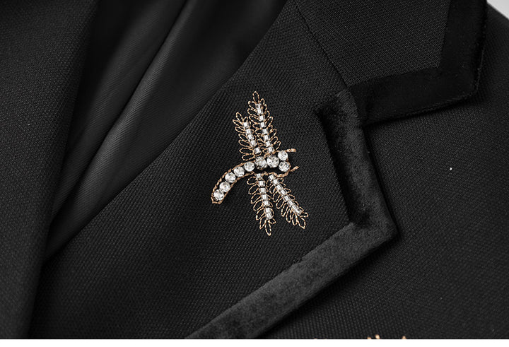Double-breasted blazer with dragonfly crystal embellishments – NOCTURNE