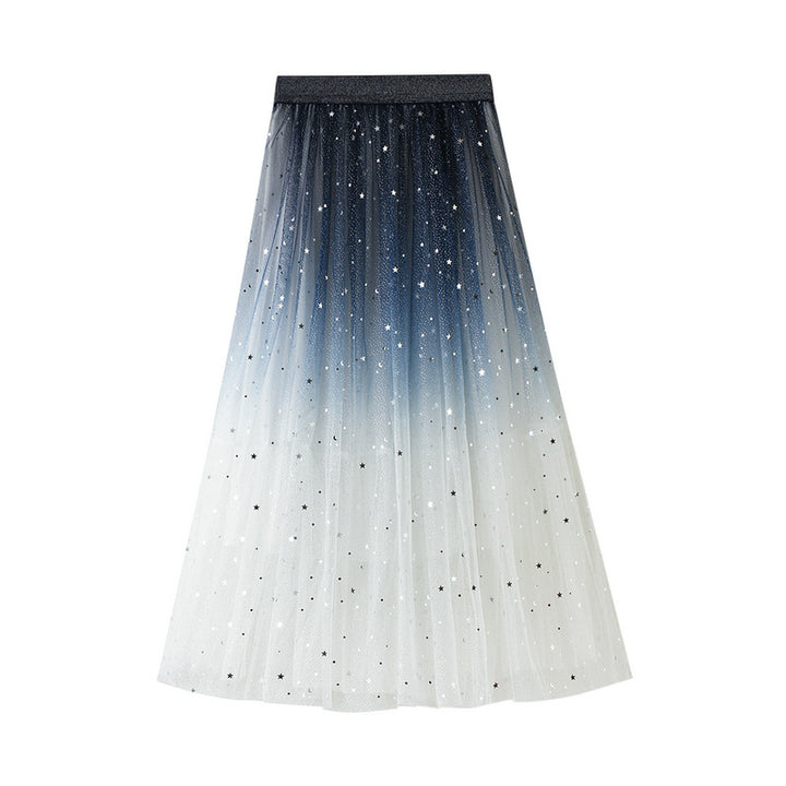 ombre tulle midi skirt with star embellishment – LUNARIA