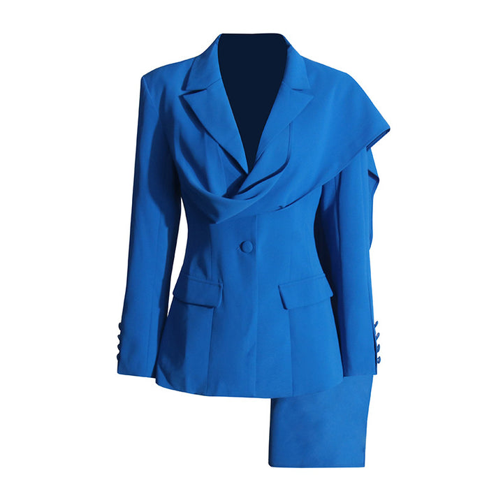 Draped Lapel Tailored Blazer – AZURE