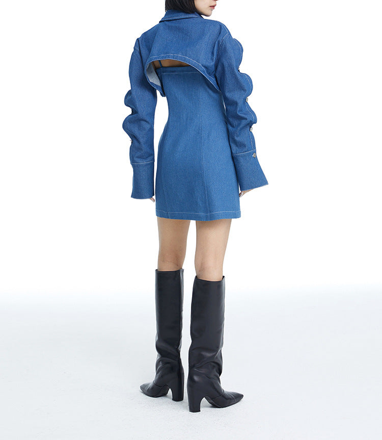 cropped denim jacket with sculpted sleeves – RIVET