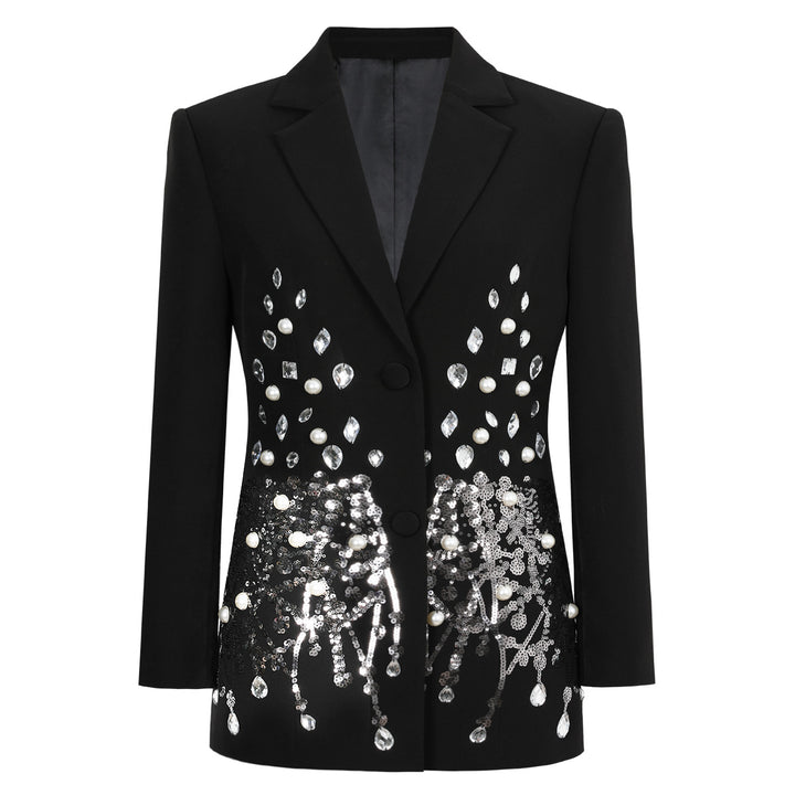 tailored blazer with pearl and crystal embellishments - SERENAZU