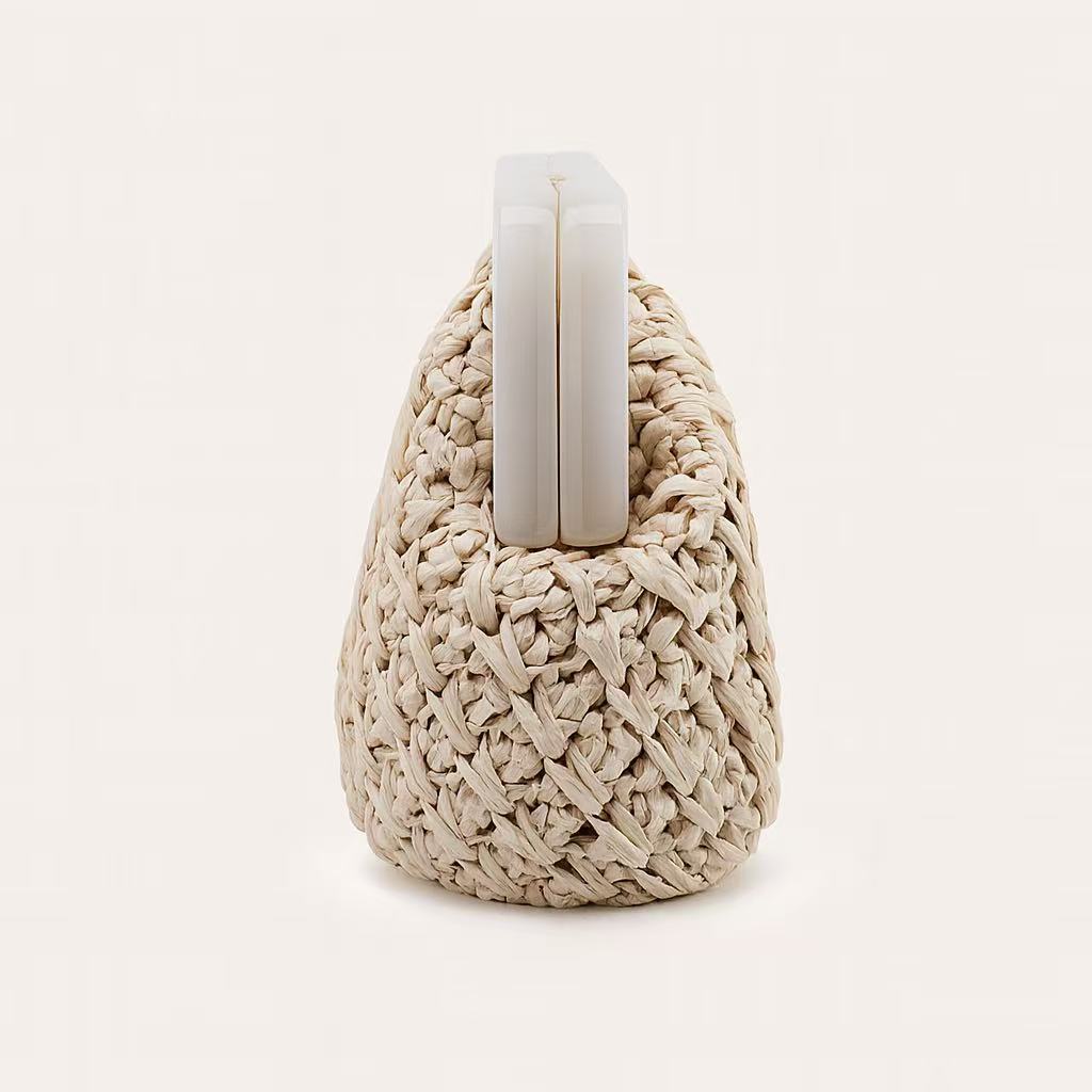 woven raffia clutch with resin frame – COASTA