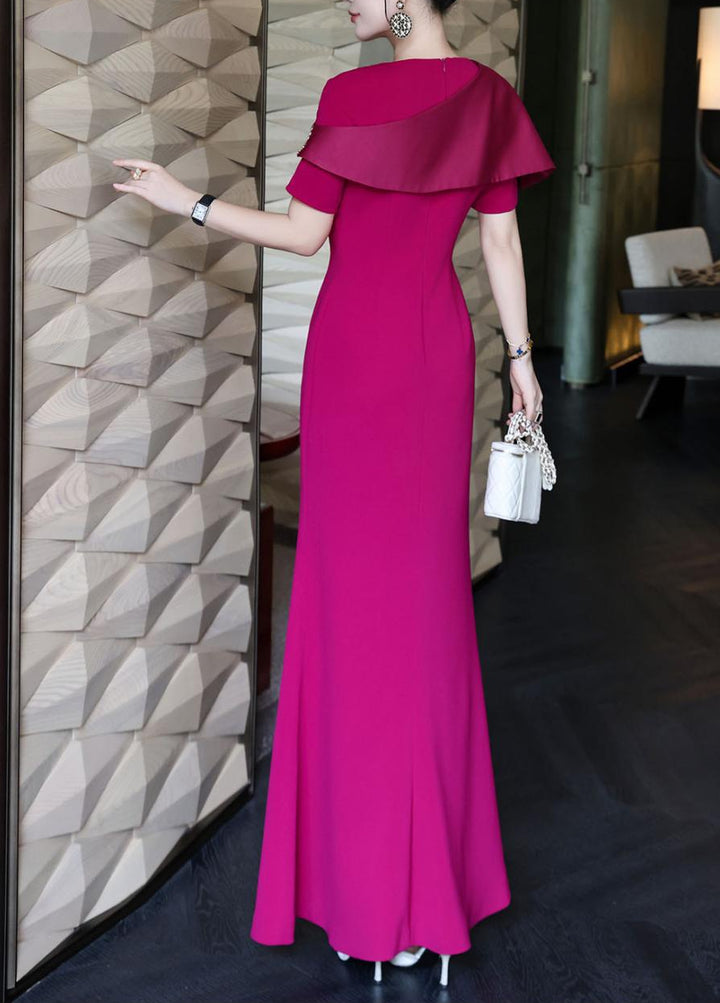 embellished draped shoulder gown – MARCELLIA