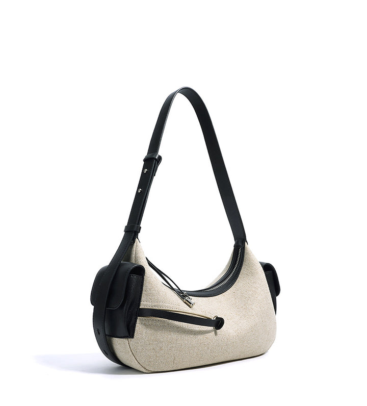 canvas shoulder bag with leather trim - ARIACZU