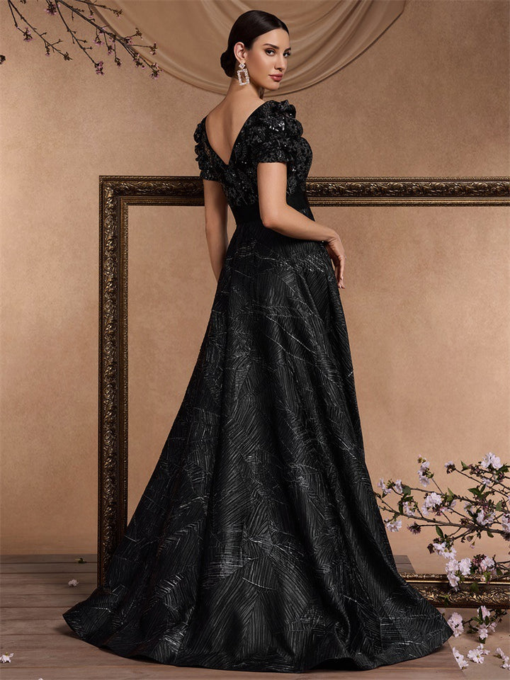 Plissiertes Oberteil mit ausgestellten Ärmeln und Maxirock-Set mit Taillengürtel – Rosiny 