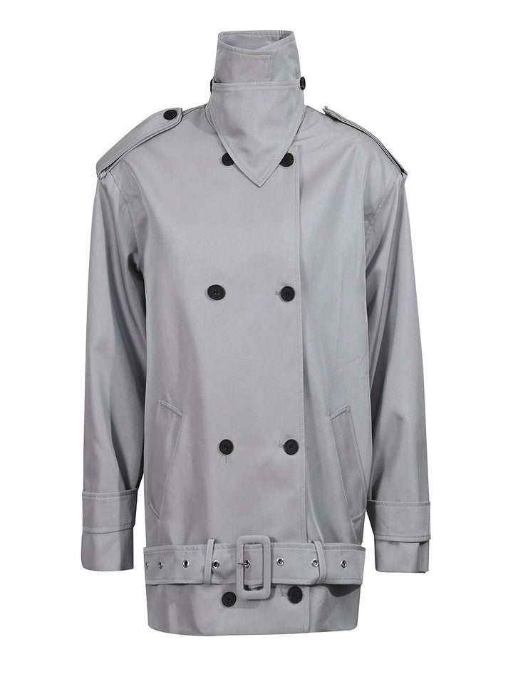 جاكيت ترنش مزدوج الصدر بحزام وياقة عالية - أستريلي