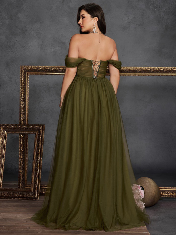 Plissiertes Oberteil mit ausgestellten Ärmeln und Maxirock-Set mit Taillengürtel – Rosiny 