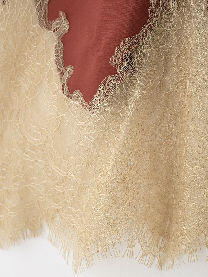 satin midi skirt with lace hem – SERAPHINE