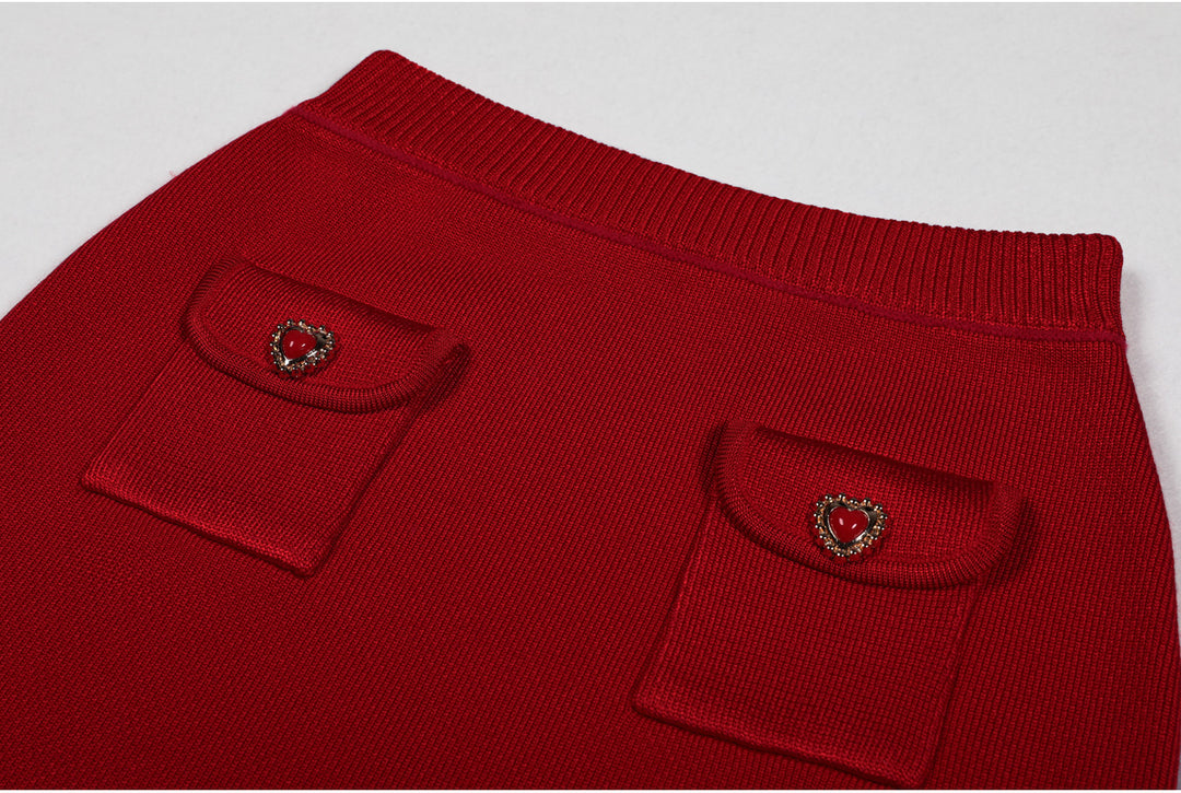 Plissiertes Oberteil mit ausgestellten Ärmeln und Maxirock-Set mit Taillengürtel – Rosiny 