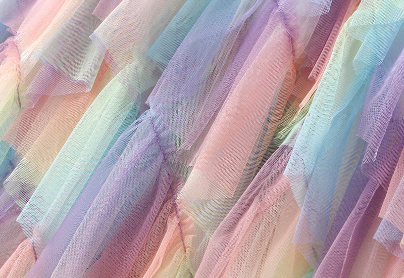 layered chiffon cascade skirt with ombré tones – SERAPHINA
