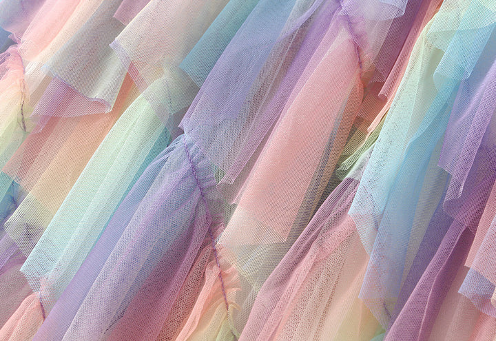layered chiffon cascade skirt with ombré tones – SERAPHINA