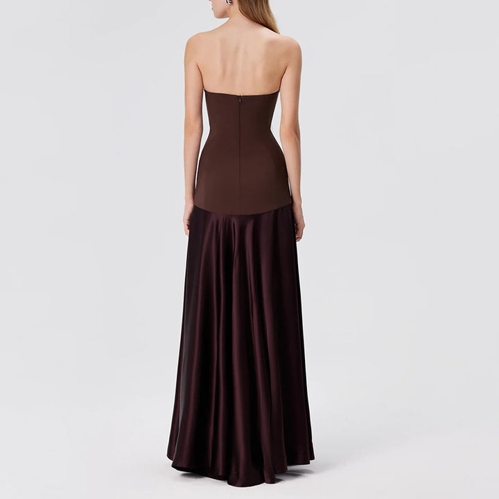 strapless satin gown with fitted bodice – COLFO