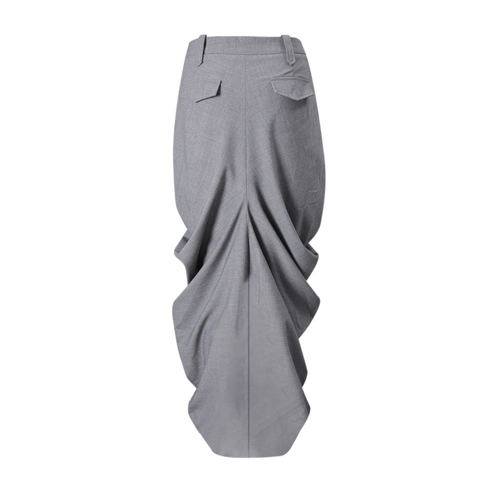 draped high-waist midi skirt with sculpted folds – GRAYSON