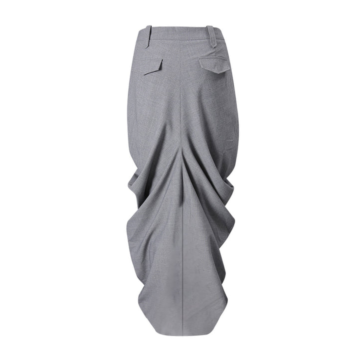 draped high-waist midi skirt with sculpted folds – GRAYSON