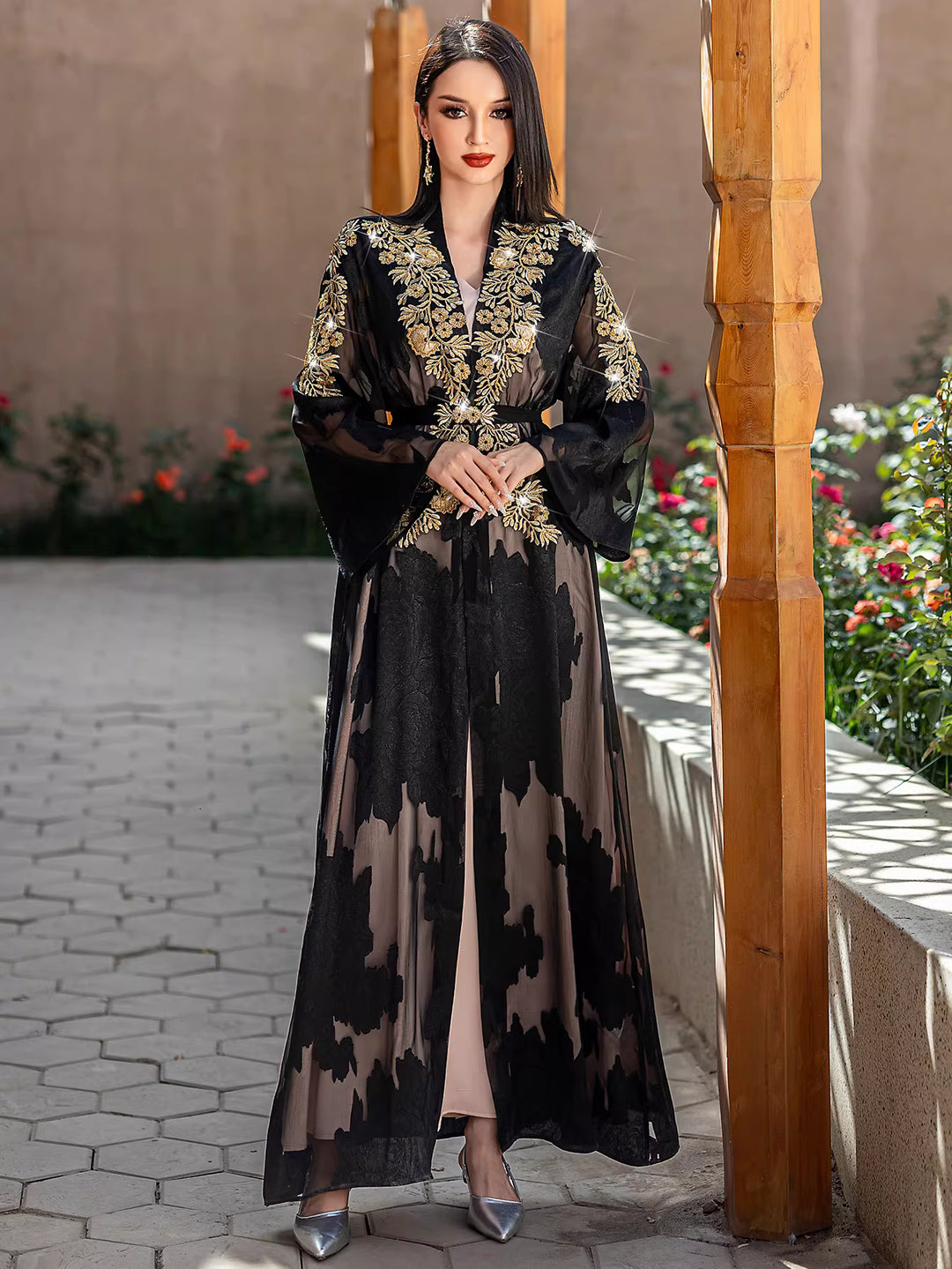 Elegant Long Sleeve Maxi Dress with Structured Fit – ARIELLE