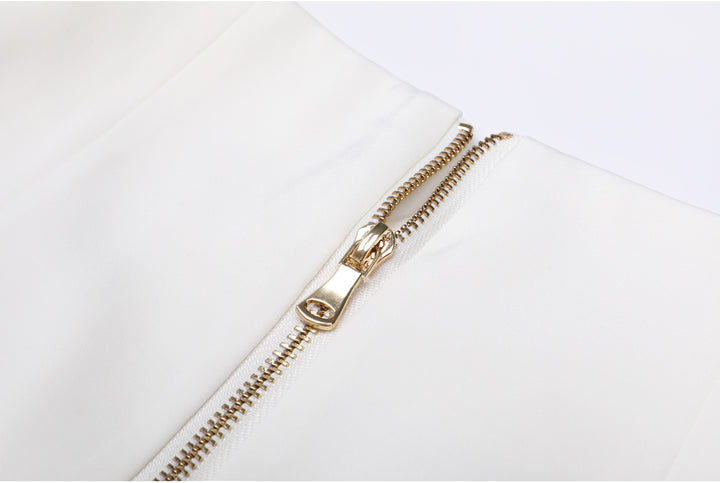 褶皱喇叭袖上衣和高腰裙套装，配腰带 – Rosiny 