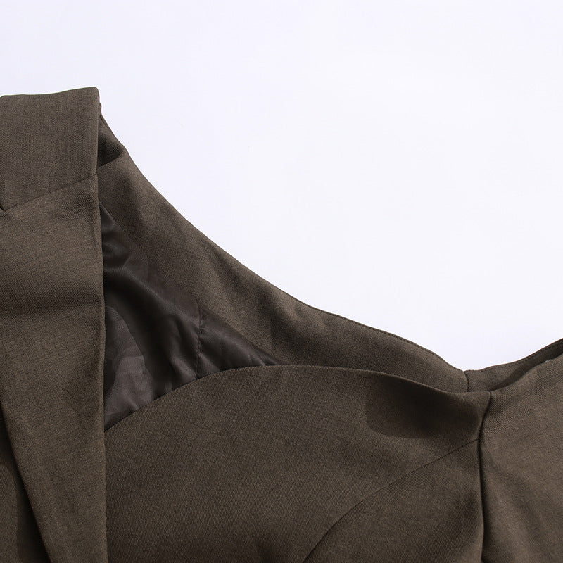 asymmetric off-shoulder tailored blazer – RHEA