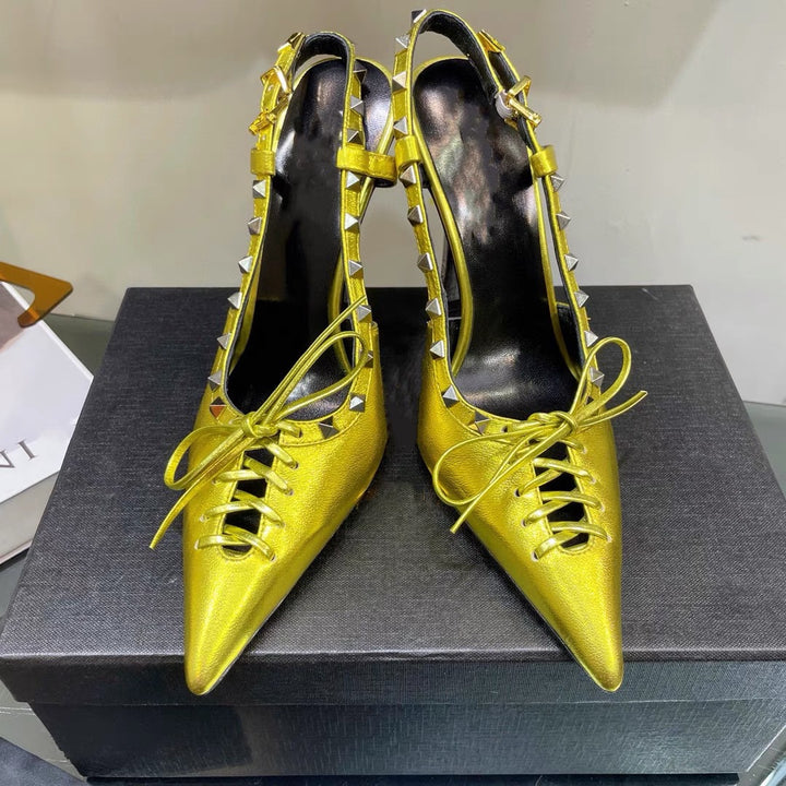 pointed-toe slingback pumps with studded trim – VALERA