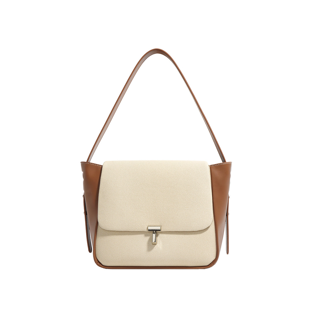 structured canvas bag with leather trim - TERRA