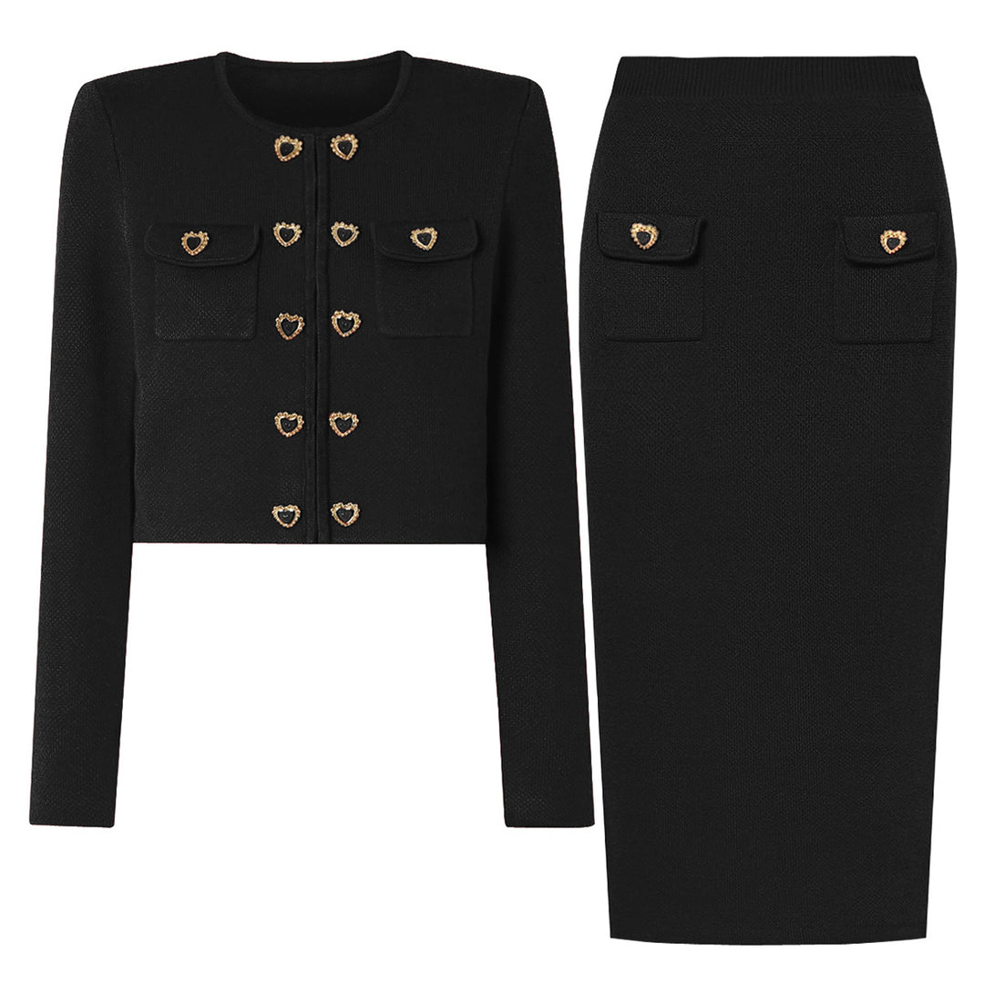 Plissiertes Oberteil mit ausgestellten Ärmeln und Maxirock-Set mit Taillengürtel – Rosiny 