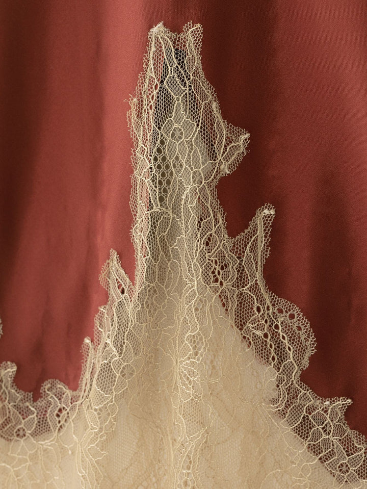 satin midi skirt with lace hem – SERAPHINE