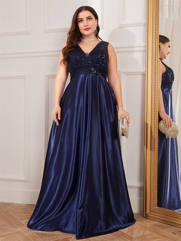sleeveless satin gown with sequin bodice – RADIANCE