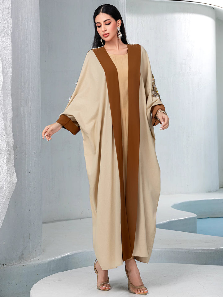 costume évasé sur mesure avec manches bouffantes en satin – VALENCIA 