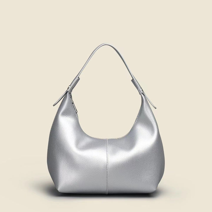 metallic leather crescent shoulder bag – AURORA