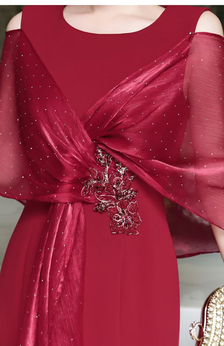 cold-shoulder flare gown with embellished wrap – ROSABELLA