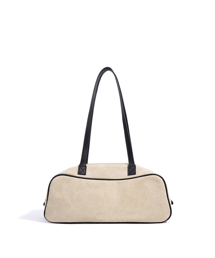 suede shoulder bag with contrast leather straps – SIENNALA