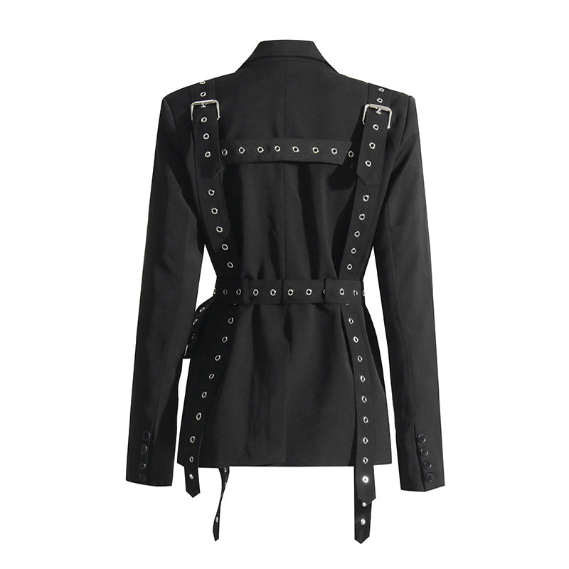 Tailored blazer with buckle harness details – AHMID