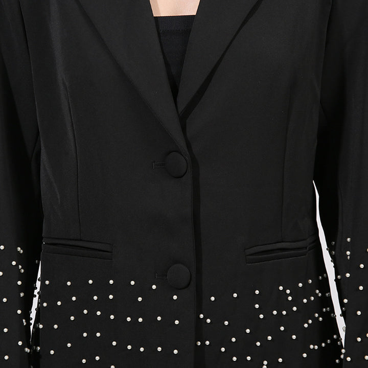 Embellished Tailored Blazer with Beaded Hem – PEARL