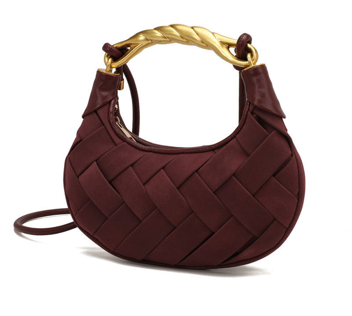 woven mini shoulder bag with gold twisted handle – KARMA