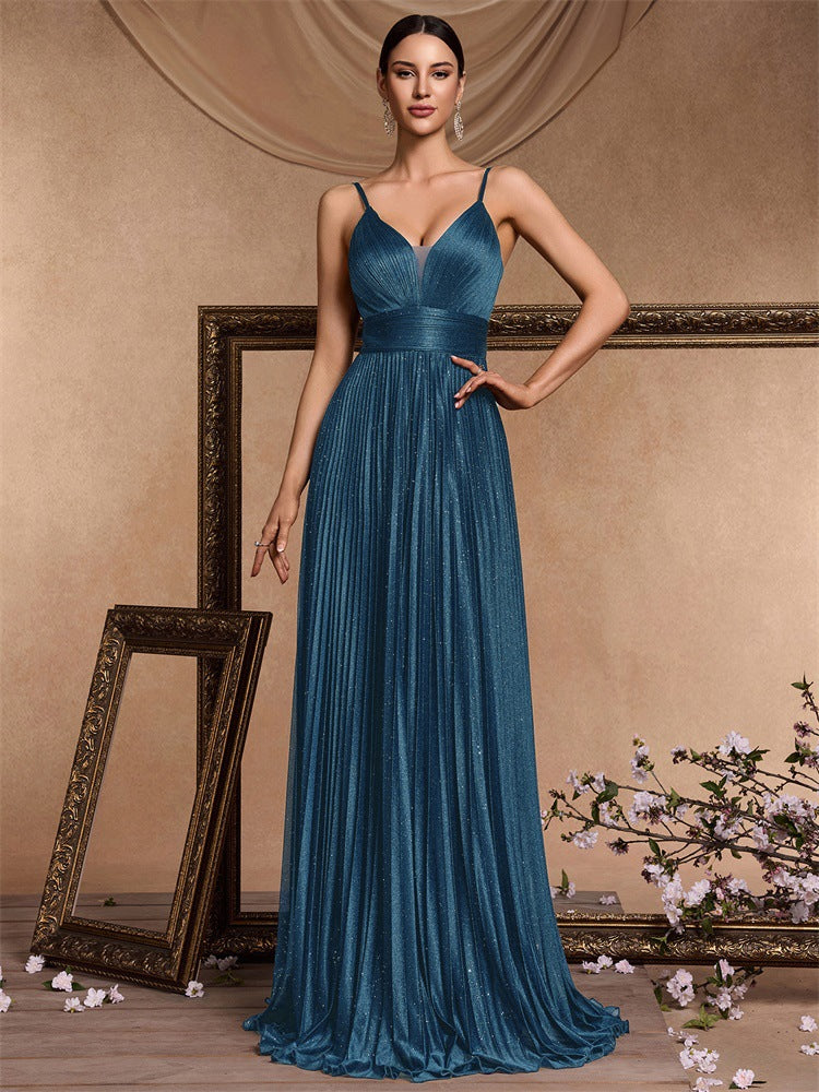 Plissiertes Oberteil mit ausgestellten Ärmeln und Maxirock-Set mit Taillengürtel – Rosiny 