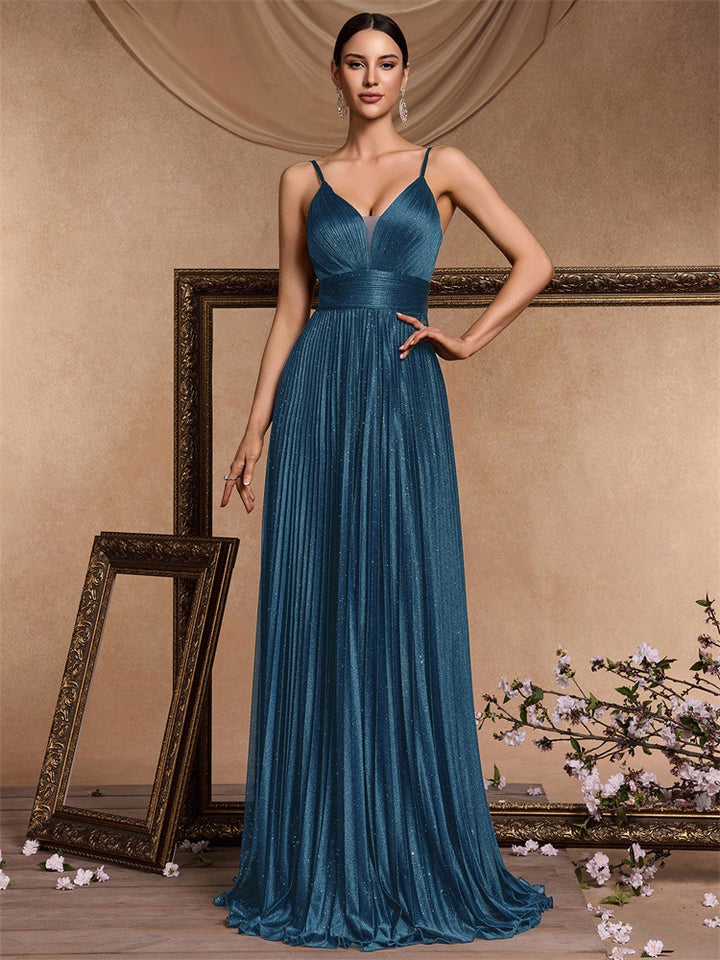 Plissiertes Oberteil mit ausgestellten Ärmeln und Maxirock-Set mit Taillengürtel – Rosiny 