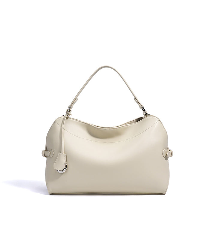 geweven rieten draagtas met dubbele leren handvatten – LÉONIE 