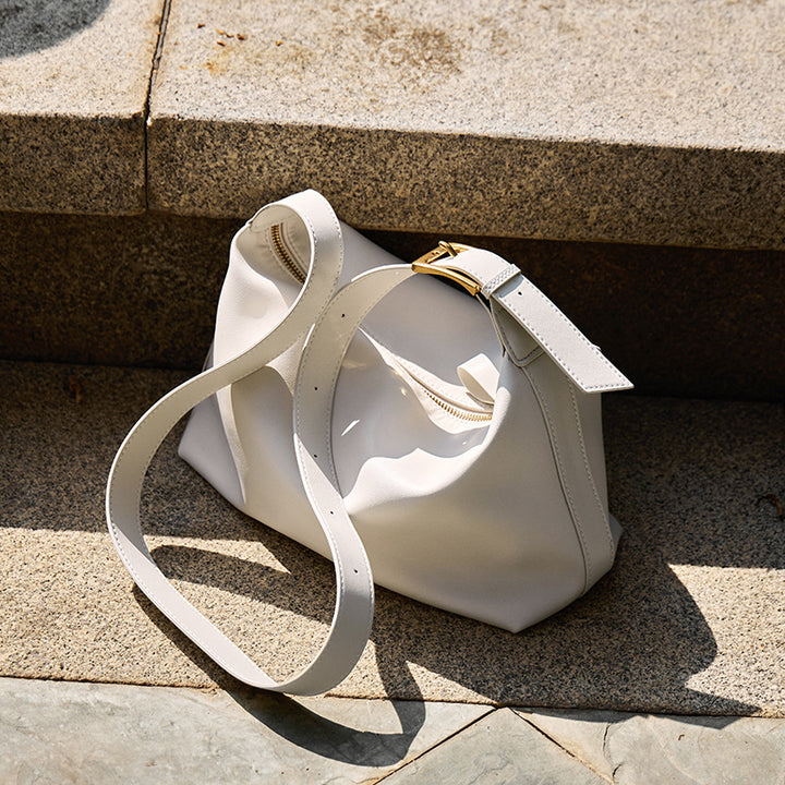 soft leather shoulder bag with buckle strap – ARYKLA