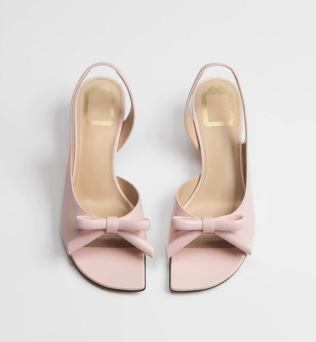 Black Bow Slingback Kitten Heels – Minimal