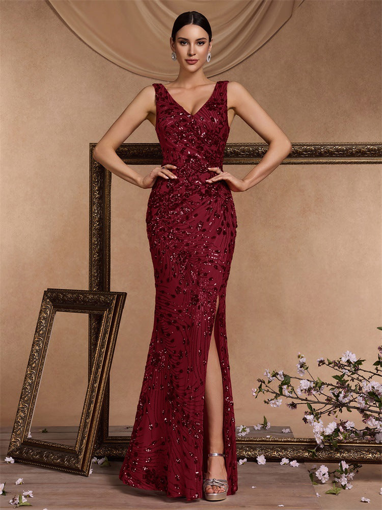 فستان بدون أكمام مزخرف بفتحة جانبية – إمبيرف