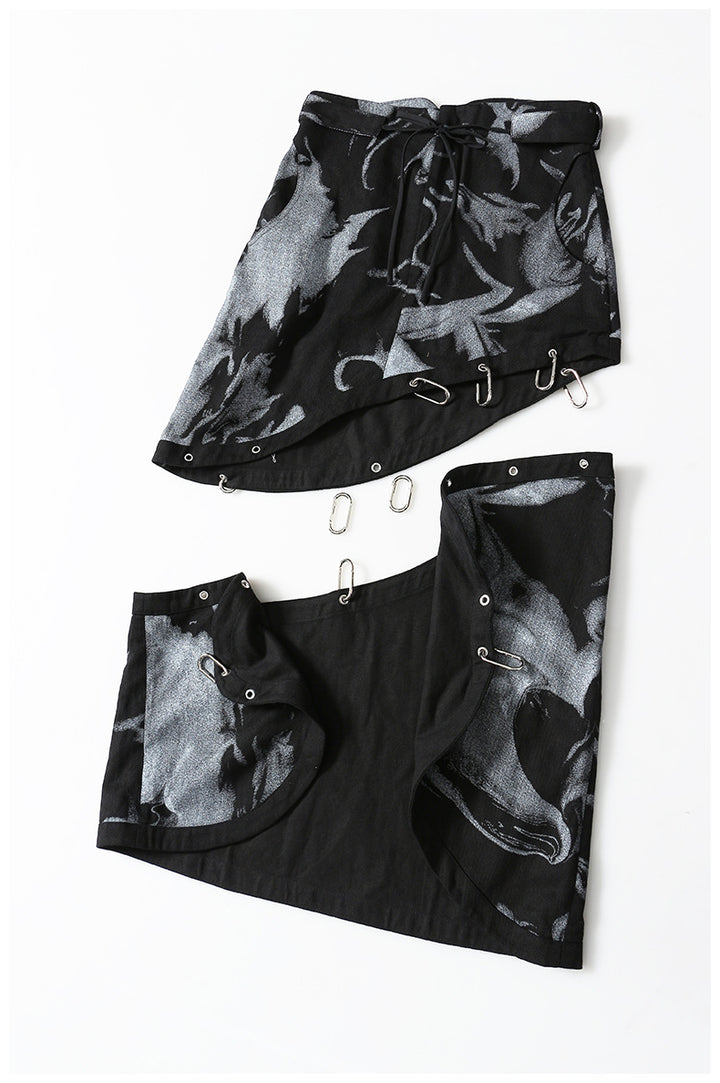 asymmetrical skirt with metal buckle details – RAVEN