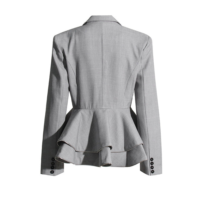double-breasted peplum blazer with sculpted waist – ELISE