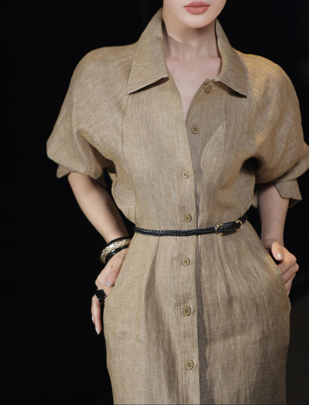 denim shirt dress with belted waist – JAZZ