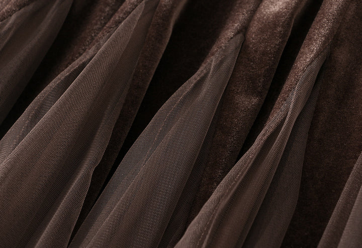 pleated tulle midi skirt with elastic waist – IVORY