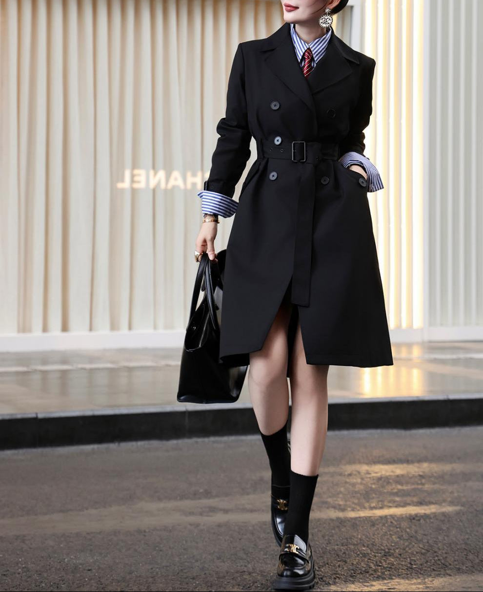 double-breasted belted trench coat – VICTORIA