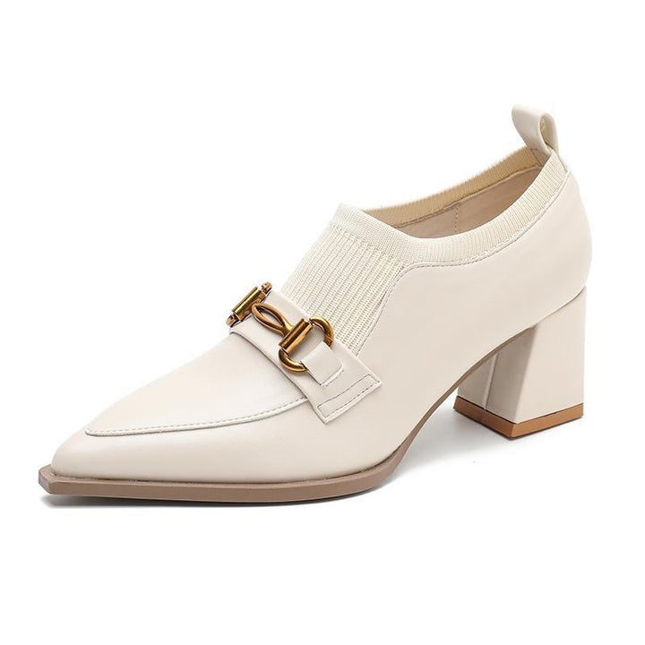 حذاء بكعب سميك مدبب مع مشبك معدني – سييناتري