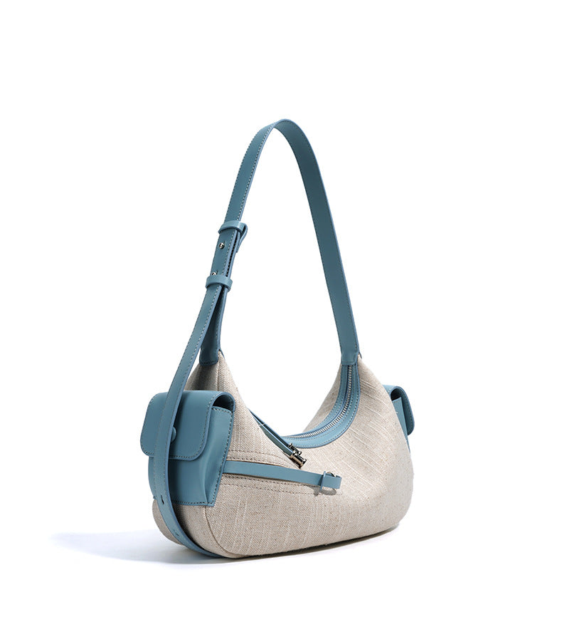 canvas shoulder bag with leather trim - ARIACZU
