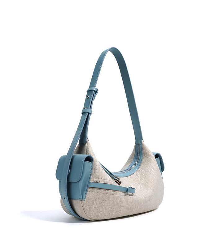 canvas shoulder bag with leather trim - ARIACZU