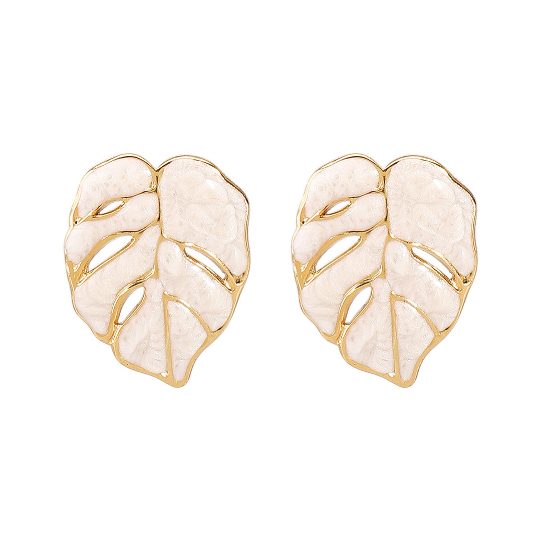 enamel leaf stud earrings – AUREA