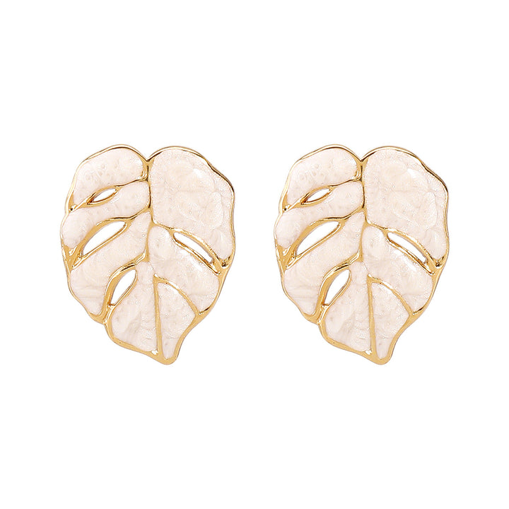 enamel leaf stud earrings – AUREA