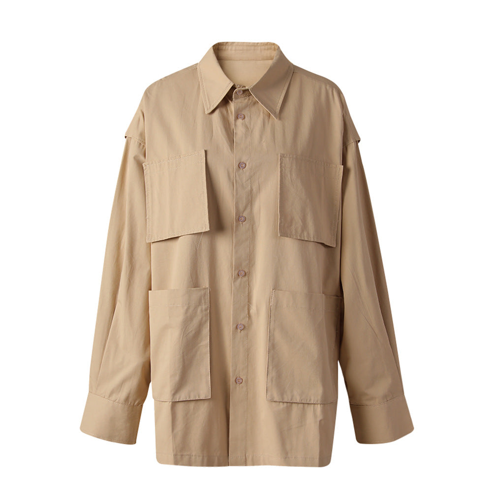 utility pocket button-down shirt with relaxed fit – BLUSHER